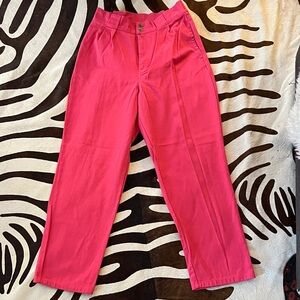 Lucy & Yak Bright Pink Organic Cotton Pleated Jeans